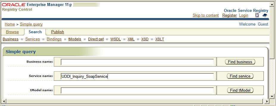 Appendix A - Using OSR Registry Control to Find WSDL URLs In order to configure a connection to the registry using UDDI v3 interfaces, the Policy Studio requires the WSDL URLs of the registry