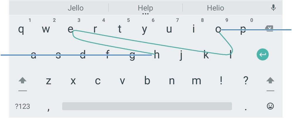 Touch to use emoji. Touch and hold to change the input language or set up the Google Keyboard. Gesture Typing The Google Keyboard supports the gesture typing feature.