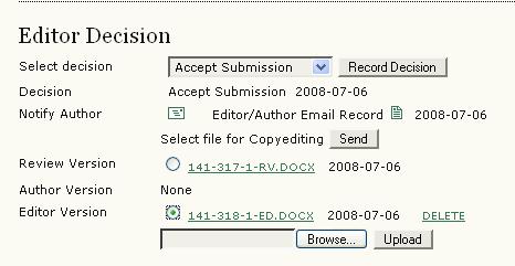 Figure 163: Uploading the Editor Version Finally, you can use the Send button to select
