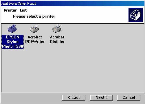 2. In the following window, select one printer in the Printer List to set up