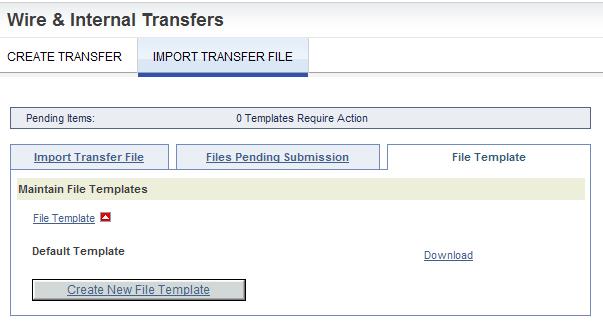 File templates Import file templates can be created at any time via the File Template sub-tab.