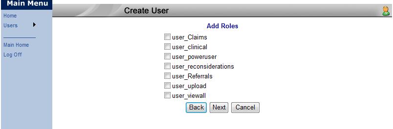 5. Add the Roles that you want for the new user. Click Next.