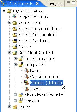 Template and project settings Work with the template HATS rich client templates are specialized Java SWT composites. They are very basic with a simple header or sidebar and no footer.
