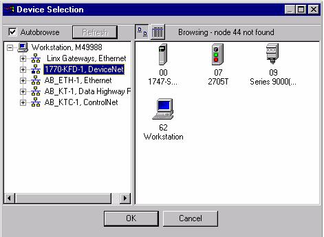 From the right panel,select the device you are commissioning and click OK.