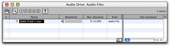 5 Open the Workspace Browser by choosing Windows > Show Workspace. The Workspace Browser is a window where you can find, audition, and manage your audio files.