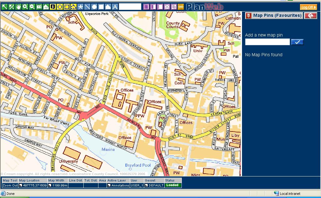 To create a map pin, click the menu button at the top of the Information Viewer window and select Map Pins