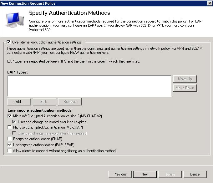 11. Select the Override network policy authentication settings check box. 12. Select the Microsoft Encrypted Authentication version 2 (MS-CHAP-v2) check box. 13.