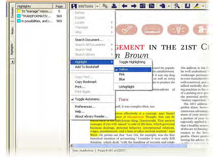 Highlighting Additionally, highlights for just the current document are stored in the highlights pane.