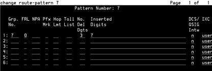 Match the parameters shown below for the dialed string 700. In this example 7 was selected as the route pattern used to route the calls. 10 Create a route pattern for routing to IP403 server.