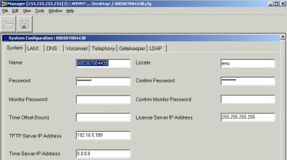 1 Select Start Programs IP Office Manager Provide the password Click OK 2 Select File Open Provide the password for entering the controller card Click OK 3 Double click System from the main menu to