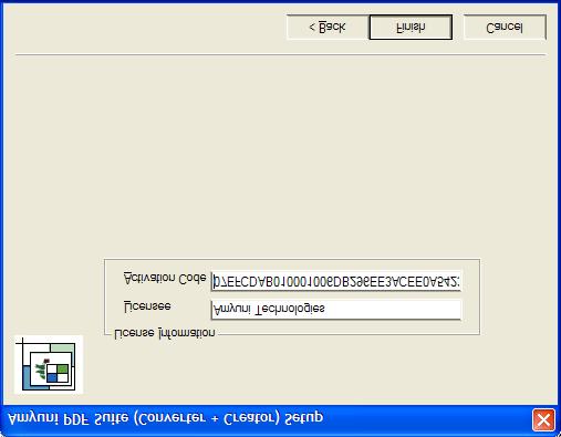 Specify your own printer name or keep the default Amyuni PDF Converter Installation Step 3 Enter here the license and activation code that you