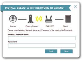 Section 3 - Configuration If you clicked Manual on the previous page, type in the SSID of the network you wish to extend. Click Next to continue.