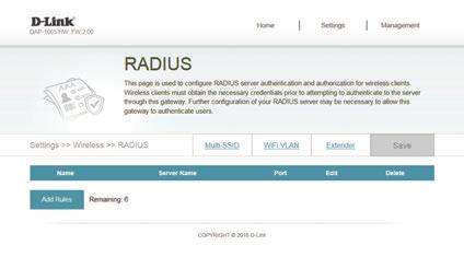 Section 3 - Configuration RADIUS This section lets you configure RADIUS server authentication for wireless clients.