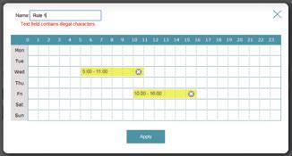Section 3 - Configuration Schedule Use the Schedule page to create new schedule rules for various device functions.