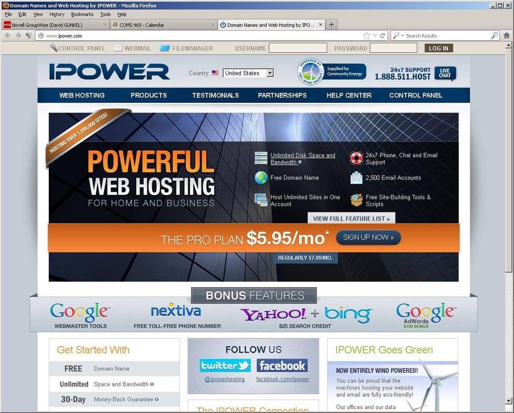 Writing PHP Commercial Web Host ipower.com Starter package = $3.