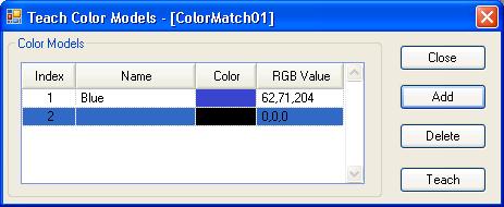 5. Vision Objects (4) Notice that a name for the object is automatically created. In the example, it is called "ColorMatch01" because this is the first ColorMatch object created for this sequence.