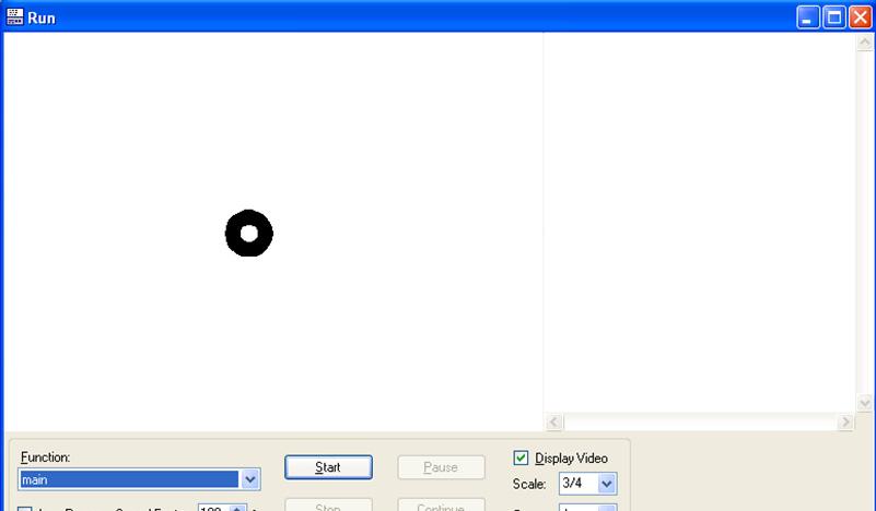 3. Quick Start: A Vision Guide Tutorial Image Display Text Area Figure 14: Run window with Image Display and Text Area (2) Click on the Start button located at the bottom left corner of the Run