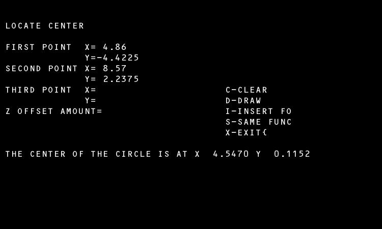 circumference of the circle. The center will be calculated using these coordinates by pressing the C button.