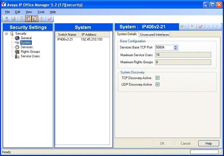 4. In the Security Settings General window that appears, click System in the left