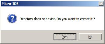 If the directory c:\test does not yet exist, you will be asked to create that directory: Click Yes.