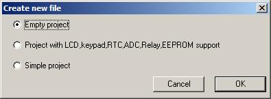 For now, select Empty Project and click OK: This will automatically create the template C source file test.c and add it to the project. Test.