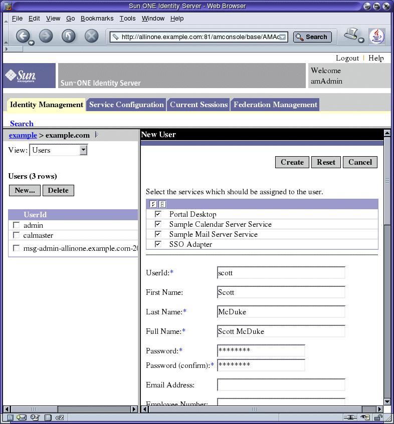Provisioning a Sample End User 2. In the left pane, click New.