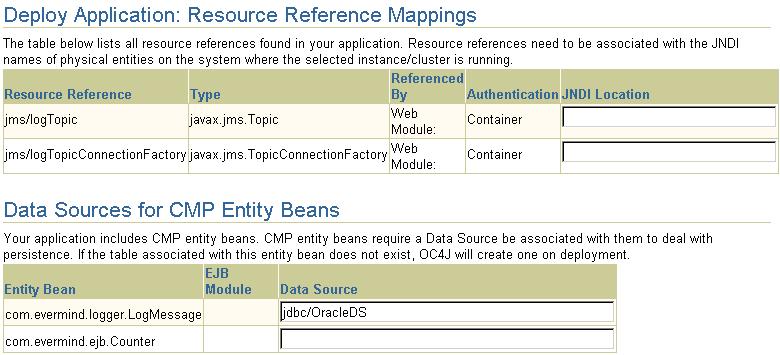 If you are defining DataSource objects for CMP entity beans, you are given the option to add a JNDI location for those