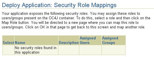 Deploying Applications Figure 2 11 Security Role Mappings Click the Next button to go to the next step in the wizard deployment process.