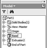 By default, Autodesk Inventor will use generic names for part features.
