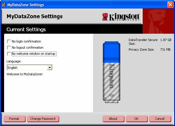 4 CUSTOMIZING YOUR SETTINGS 4.1 Desktop 1. To customize MyDataZone for your desktop, click Settings in the MyDataZone Login window (Figure 12). 2.