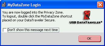After a successful login, MyDataZone will display a confirmation message (Figure 9).