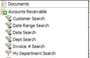 My Department & Customer Search Displays invoices for a specific customer used by your department. 1. Click on the Accounts Receivable drawer name on the toolbar. 2.