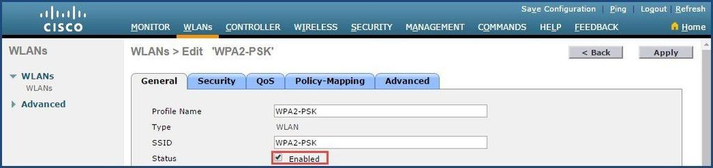 Step 4 From the Security tab, Select WPA+WPA2 from Layer 2 Security drop-down list.