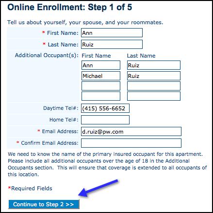 Page 29 Enrolling in Renter s Insurance Step Provide your personal information.