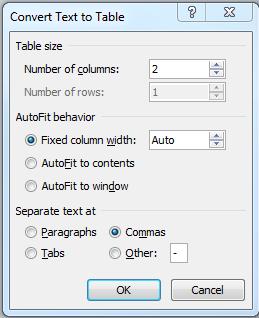 When you use this setting, if you add a column before you add text, the size of the columns automatically adjusts to keep the table within the margins.