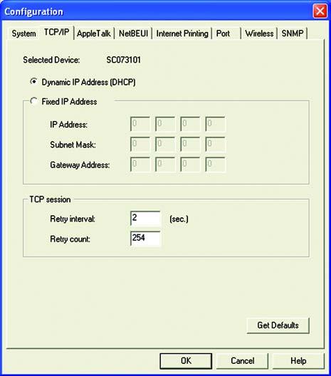 TCP/IP (Figure 8-13) Dynamic IP Address (DHCP). If your network router is using DHCP to assign IP addresses, select Dynamic IP Address (DHCP). By default, Dynamic IP Address (DHCP) is enabled.