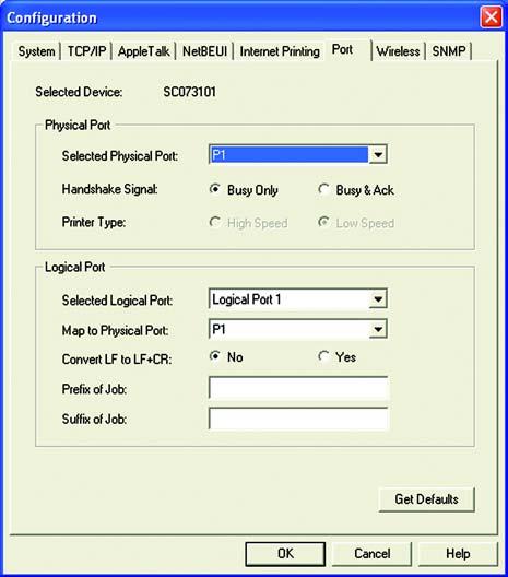 Port (Figure 8-17) Physical Port. Select the number of the Selected Physical Port from the drop-down menu. Select the Handshake Signal, Busy Only or Busy & Ack.