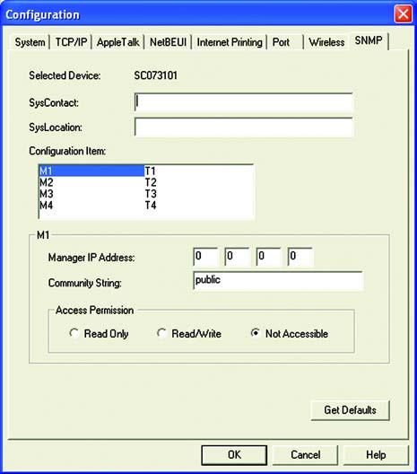 SNMP (Figure 8-19) SysContact. Enter the name of the contact person in the SysContact field. SysLocation. Enter the location of the contact person in the SysLocation field. Configuration Item.