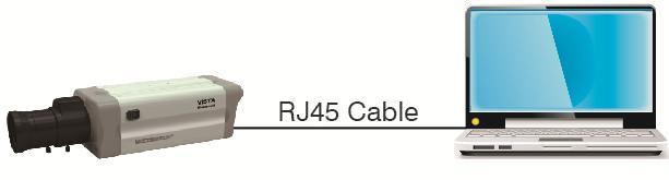 Connection to PC Connect IP camera to PC via straight-through network cable, with power input connected to a DC 12V