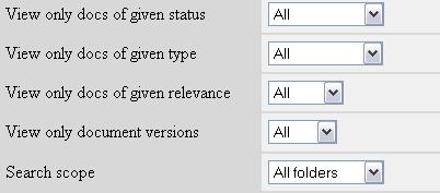 58 16.3.5 Setting Default Document Filters The default document filters are applied every time you enter the project or reset the applied filters.