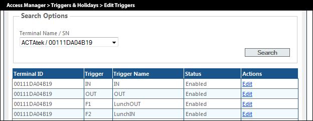 trigger to be used when the user goes on their break. Set a LUNCH IN time to allow LUNCHIN trigger to be used after their break is over.