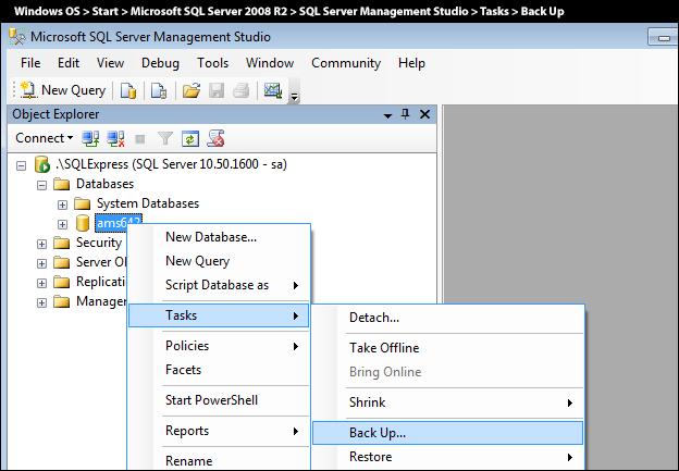 Once you have connected to the SQL Server, in the Object Explorer located on the left, expand Databases to display the current databases in