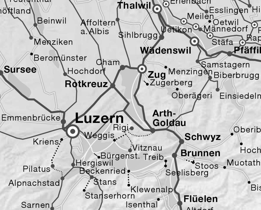 232 Appendix A: Scenarios used as test cases Figure A.1: The region connecting the towns Zug Lucerne Arth Goldau in central Switzerland.