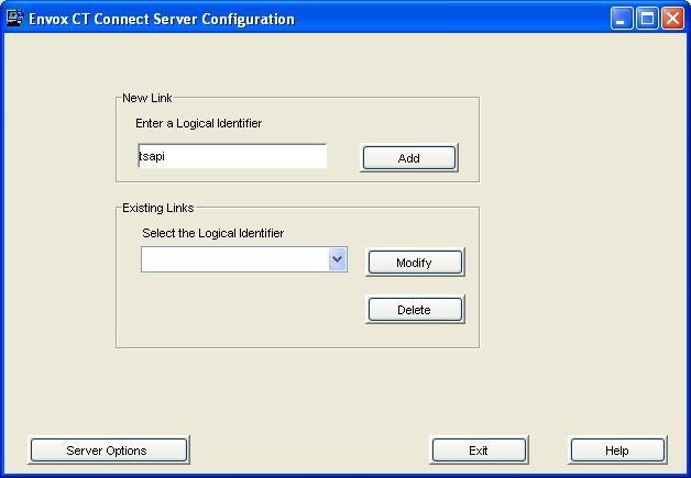 5.2. Administer Link The Envox CT Connect Server Configuration screen is
