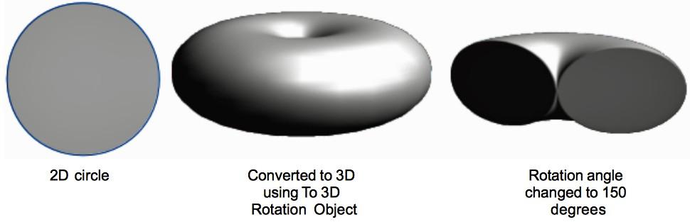 Figure 13: Rotation angle example Depth enter the extrusion depth for the selected 3D object.