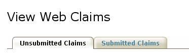 The View Web Claims page includes two tabs: Unsubmitted Claims and Submitted Claims.