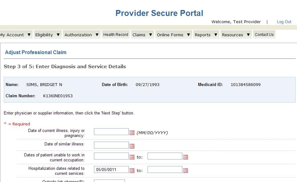 Enter Diagnosis and Service Details From this screen, you can
