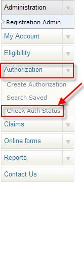 Check Auth Status Check Auth Status From the Navigation menu select