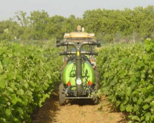 Figure 1. Example of pesticide sprayer used in vineyards Sprayed pesticides then spread in several directions while the sprayer runs through the vineyards.