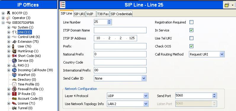4.4. Administer SIP Line A SIP line is needed to establish the SIP connection between Avaya IP Office and Windstream SIP Trunking.